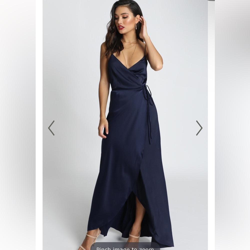 Showpo MINE WOULD BE YOU DRESS Black Satin Wrap Dress